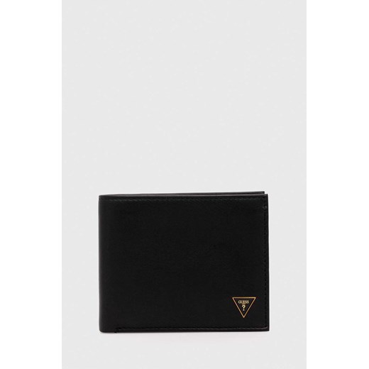 Guess portfel skórzany SCALA męski kolor czarny SMSCLE LEA24 ze sklepu ANSWEAR.com w kategorii Portfele męskie - zdjęcie 167843379