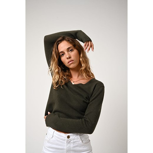 AUTHENTIC CASHMERE Kaszmirowy sweter &quot;Galise&quot; w kolorze khaki ze sklepu Limango Polska w kategorii Swetry damskie - zdjęcie 167847525
