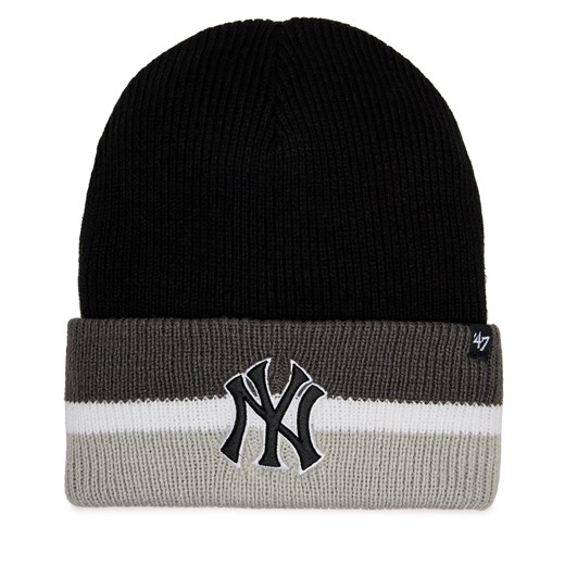 Czapka 47 Brand MLB New York Yankees Split Cuff 47 B-SPLCC17ACE-BK Czarny ze sklepu eobuwie.pl w kategorii Czapki zimowe męskie - zdjęcie 167848508