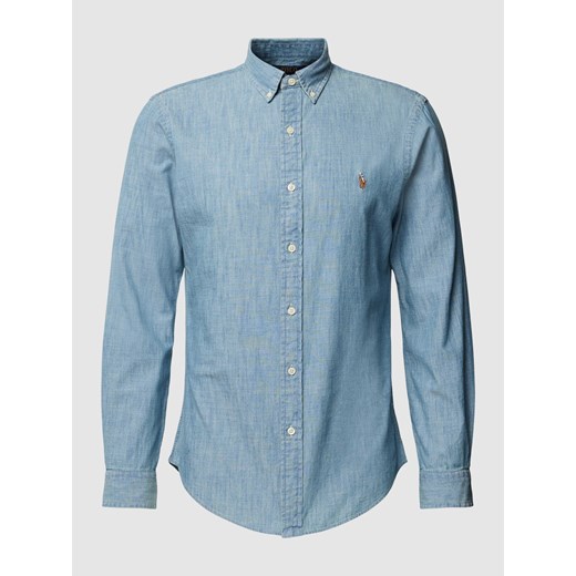 Koszula casualowa o kroju slim fit z imitacji denimu ze sklepu Peek&Cloppenburg  w kategorii Koszule męskie - zdjęcie 167851747