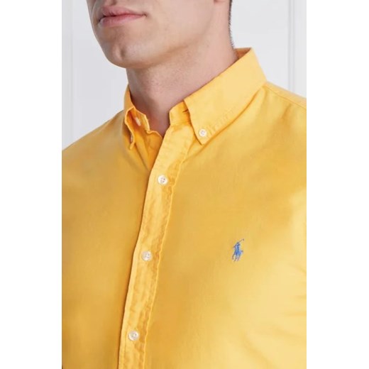 Koszula męska Polo Ralph Lauren żółta casual z długimi rękawami z bawełny 