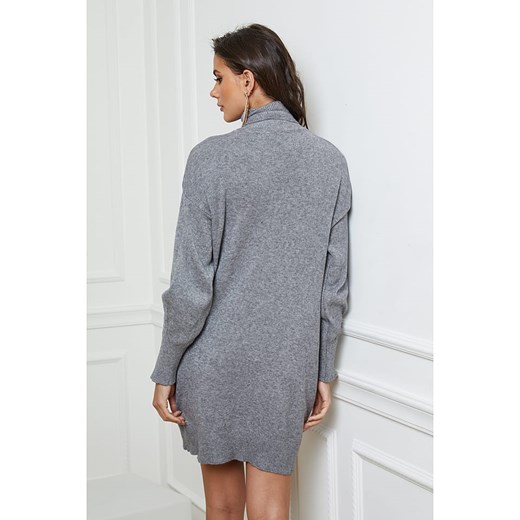Sukienka szara So Cachemire kaszmirowa na spacer mini 