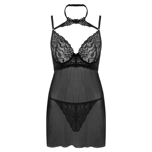 Czarna koszulka i stringi Binella z koronkowymi miseczkami, Kolor czarny, Rozmiar S/M, LivCo Corsetti Fashion ze sklepu Intymna w kategorii Koszule nocne - zdjęcie 167859309