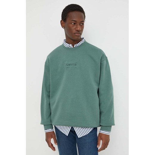 Levi&apos;s bluza bawełniana męska kolor zielony z nadrukiem ze sklepu ANSWEAR.com w kategorii Bluzy męskie - zdjęcie 167871246