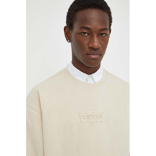 Levi&apos;s bluza bawełniana męska kolor beżowy z nadrukiem ze sklepu ANSWEAR.com w kategorii Bluzy męskie - zdjęcie 167871309