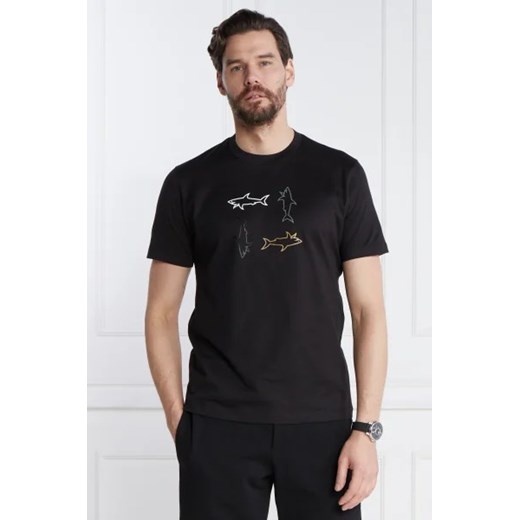 T-shirt męski Paul&shark z napisami z krótkimi rękawami 