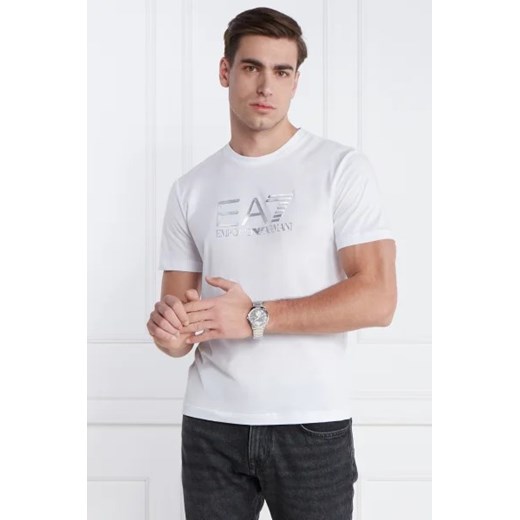 Biały t-shirt męski Emporio Armani z krótkimi rękawami młodzieżowy 