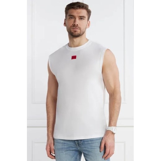 T-shirt męski biały Hugo Boss z krótkim rękawem casualowy 