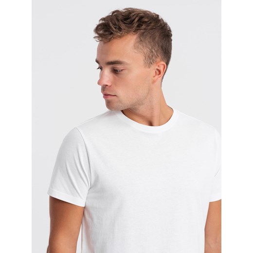 T-shirt męski klasyczny bawełniany BASIC - biały V14 OM-TSBS-0146 ze sklepu ombre w kategorii T-shirty męskie - zdjęcie 167874908