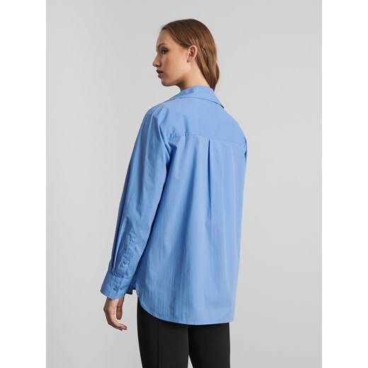 Niebieska koszula damska Sinsay w stylu klasycznym z bawełny 