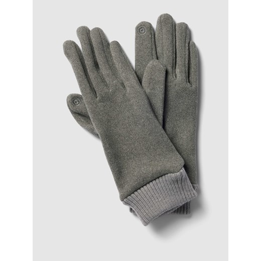 Rękawiczki z prążkowanymi wykończeniami ze sklepu Peek&Cloppenburg  w kategorii Rękawiczki damskie - zdjęcie 167876719