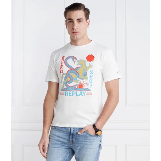 T-shirt męski Replay na lato bawełniany 