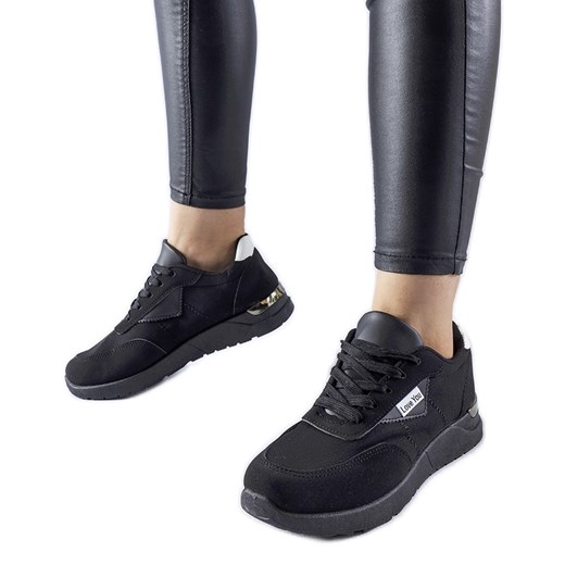 Czarne materiałowe sneakersy Geraldino ze sklepu ButyModne.pl w kategorii Buty sportowe damskie - zdjęcie 167883686