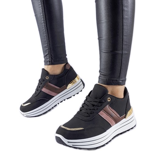 Buty sportowe damskie sneakersy na platformie sznurowane 