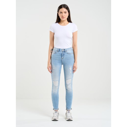 Jeansy damskie z wysokim stanem z przetarciami jasnoniebieskie Adela High Waist 156 ze sklepu Big Star w kategorii Jeansy damskie - zdjęcie 167884086