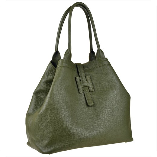 Torba shopper zielona oliwka pojemna skóra naturalna xl ze sklepu melon.pl w kategorii Torby Shopper bag - zdjęcie 167884157