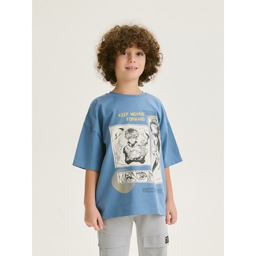 Reserved - Bawełniany t-shirt z nadrukiem - granatowy ze sklepu Reserved w kategorii T-shirty chłopięce - zdjęcie 167884816