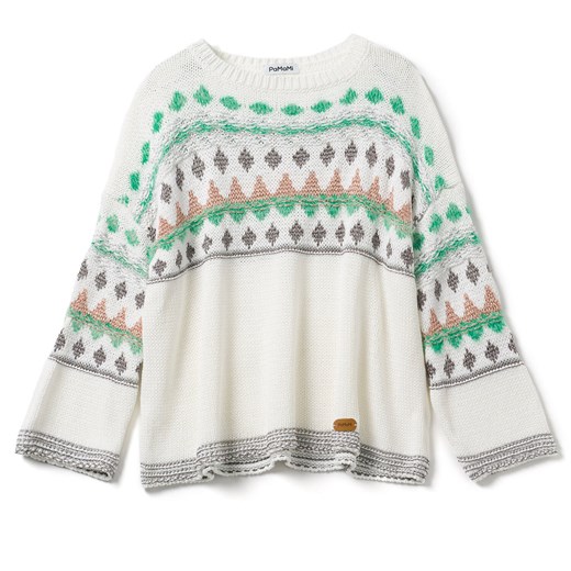 Ciepły sweterek damski w pastelowe wzory ze sklepu JK-Collection w kategorii Swetry damskie - zdjęcie 167890588