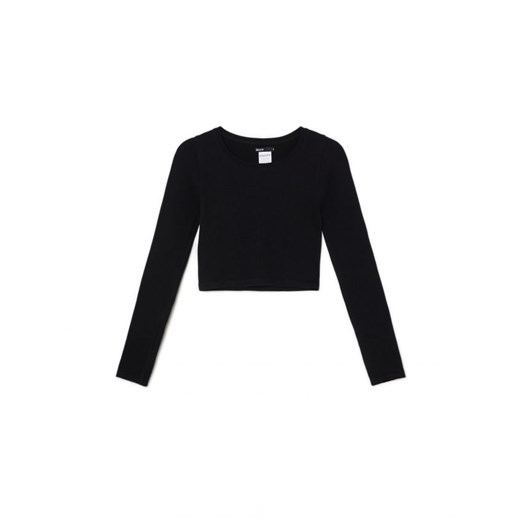 Cropp - Czarna bluzka z długim rękawem - czarny ze sklepu Cropp w kategorii Bluzki damskie - zdjęcie 167898637
