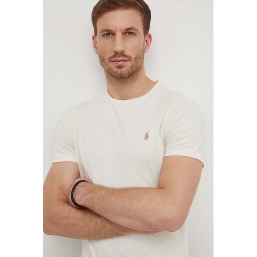 Polo Ralph Lauren t-shirt bawełniany kolor beżowy 710671438 ze sklepu ANSWEAR.com w kategorii T-shirty męskie - zdjęcie 167899557