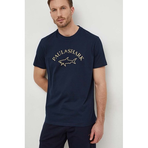 Granatowy t-shirt męski Paul&shark z krótkim rękawem 