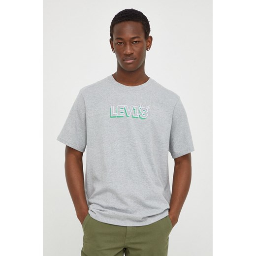 Levi&apos;s t-shirt bawełniany męski kolor szary z nadrukiem ze sklepu ANSWEAR.com w kategorii T-shirty męskie - zdjęcie 167899957
