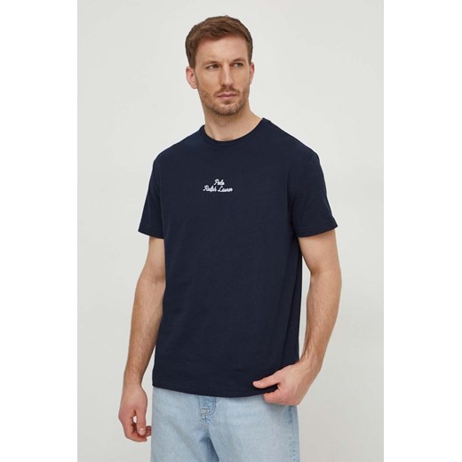 Polo Ralph Lauren t-shirt bawełniany męski kolor granatowy gładki ze sklepu ANSWEAR.com w kategorii T-shirty męskie - zdjęcie 167900017