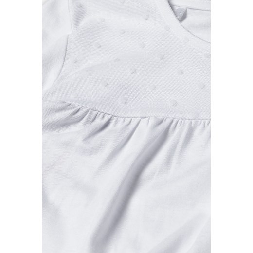 Bawełniana elegancka biała bluzka dla dziewczynki - długi rękaw Lincoln & Sharks By 5.10.15. 140 promocyjna cena 5.10.15