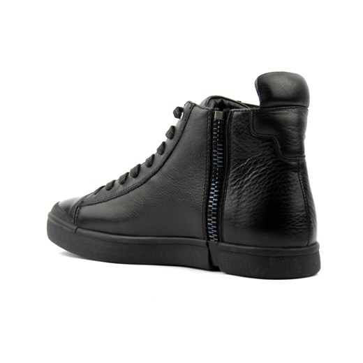 Skórzane sneakersy, trzewiki męskie za kostkę - JOHN DOUBARE M5761-1, czarne John Doubare 40 ulubioneobuwie promocyjna cena