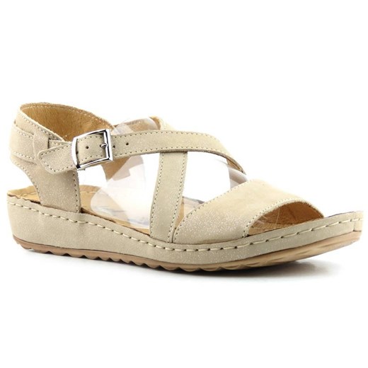 Wygodne, miękkie sandały damskie Axel 2366, beżowe ze sklepu ulubioneobuwie w kategorii Sandały damskie - zdjęcie 167901657