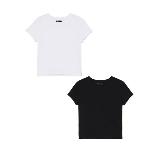 Cropp - 2 pack dopasowanych T-shirtów - wielobarwny ze sklepu Cropp w kategorii Bluzki damskie - zdjęcie 167924028