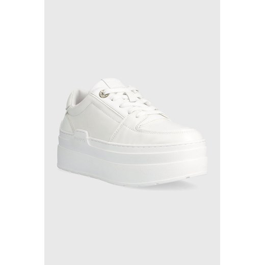 Buty sportowe damskie białe Pinko sneakersy na platformie sznurowane 