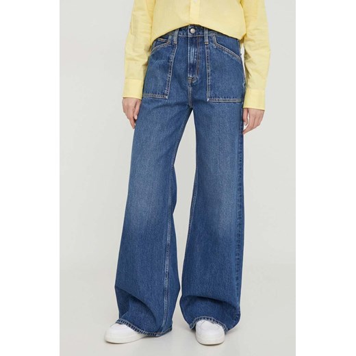 Pepe Jeans jeansy damskie kolor niebieski ze sklepu ANSWEAR.com w kategorii Jeansy damskie - zdjęcie 167928377