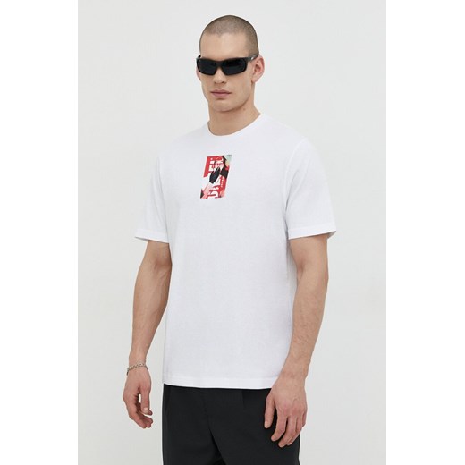 Diesel t-shirt bawełniany męski kolor biały z nadrukiem ze sklepu ANSWEAR.com w kategorii T-shirty męskie - zdjęcie 167928739