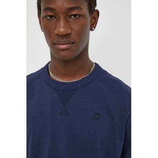 G-Star Raw t-shirt bawełniany męski kolor granatowy gładki ze sklepu ANSWEAR.com w kategorii T-shirty męskie - zdjęcie 167928765