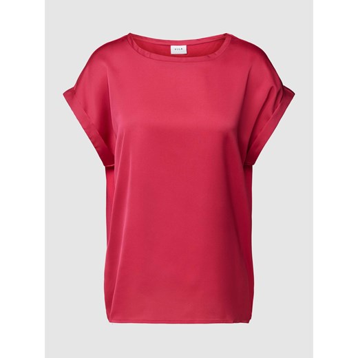Bluzka z krótkim rękawem i zakładkami w jednolitym kolorze ze sklepu Peek&Cloppenburg  w kategorii Bluzki damskie - zdjęcie 167933339