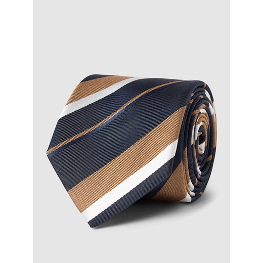 Krawat jedwabny ze wzorem w paski One Size Peek&Cloppenburg 