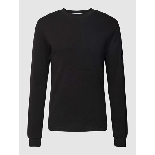 Bluzka z bawełny z długim rękawem i fakturowanym wzorem model ‘WAFFLE’ ze sklepu Peek&Cloppenburg  w kategorii T-shirty męskie - zdjęcie 167934246