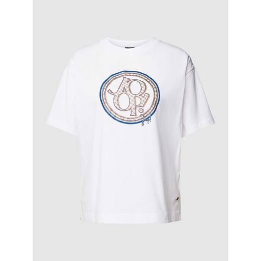 T-shirt z prążkowanym,okrągłym dekoltem i nadrukiem z motywem ze sklepu Peek&Cloppenburg  w kategorii Bluzki damskie - zdjęcie 167935657