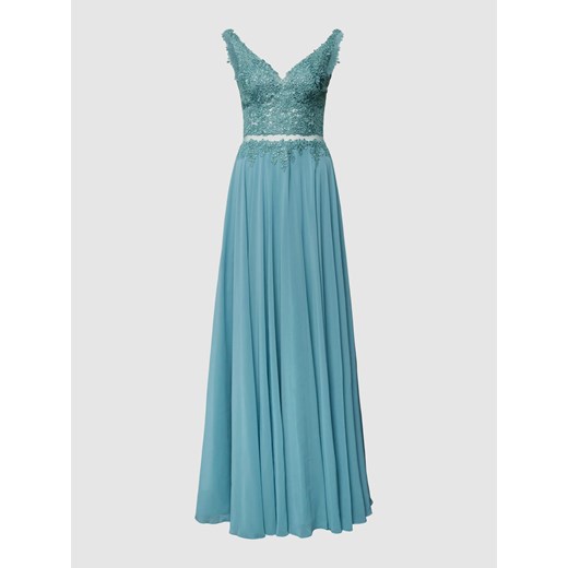 Sukienka wieczorowa z koronkowym obszyciem w jednolitym kolorze ze sklepu Peek&Cloppenburg  w kategorii Sukienki - zdjęcie 167935735