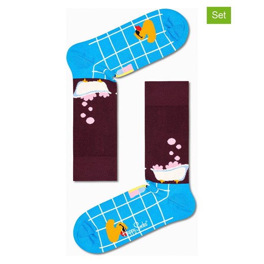 Happy Socks Skarpety &quot;Me Time&quot; w kolorze błękitno-bordowym ze sklepu Limango Polska w kategorii Skarpetki męskie - zdjęcie 167936679
