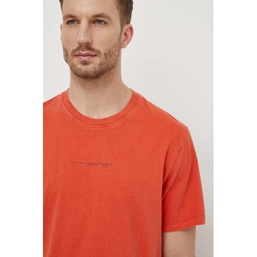 Pepe Jeans t-shirt bawełniany Dave Tee męski kolor pomarańczowy z nadrukiem ze sklepu ANSWEAR.com w kategorii T-shirty męskie - zdjęcie 167939768