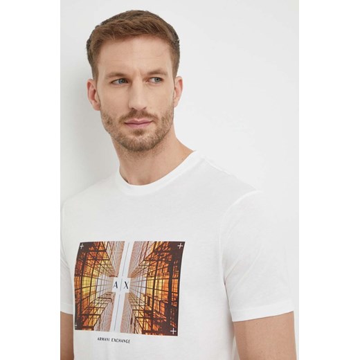 Armani Exchange t-shirt bawełniany męski kolor biały z nadrukiem 3DZTHV ZJBYZ ze sklepu ANSWEAR.com w kategorii T-shirty męskie - zdjęcie 167939788