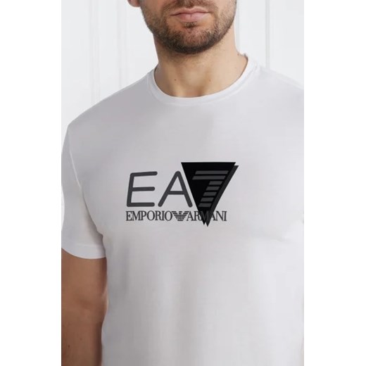 Biały t-shirt męski Emporio Armani z krótkimi rękawami młodzieżowy na lato