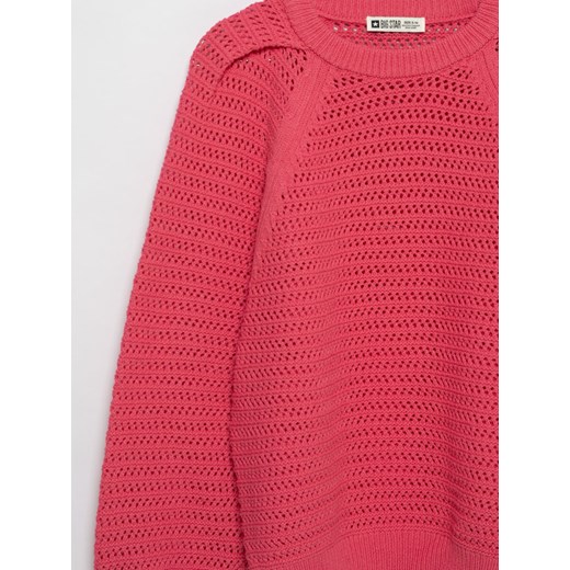 Sweter damski różowy BIG STAR z okrągłym dekoltem 