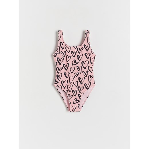 Reserved - Jednoczęściowy strój kąpielowy we wzory - pastelowy róż ze sklepu Reserved w kategorii Stroje kąpielowe - zdjęcie 167947109
