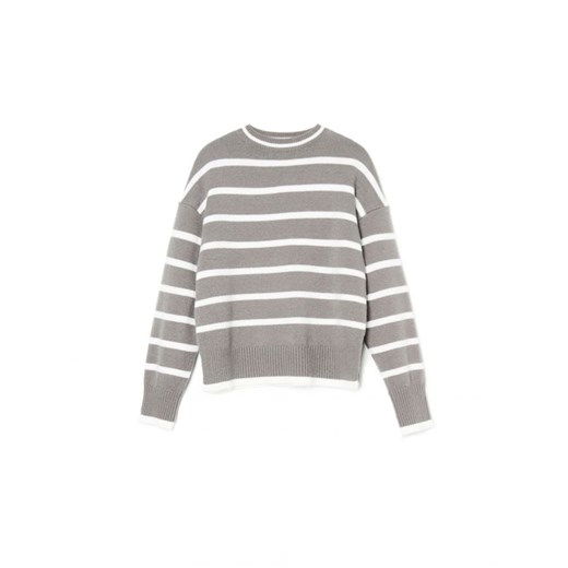 Cropp - Szary sweter w białe paski - szary ze sklepu Cropp w kategorii Swetry damskie - zdjęcie 167952345