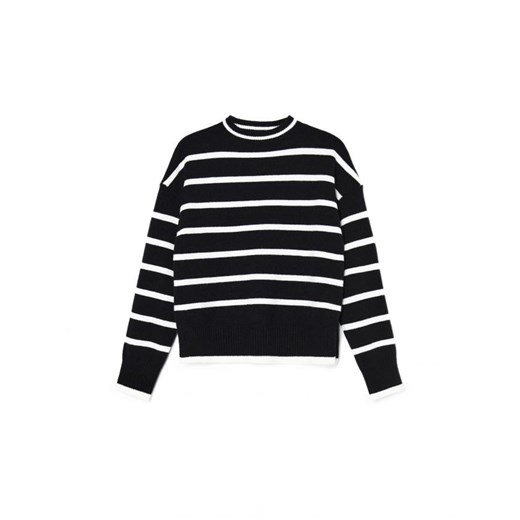 Cropp - Czarny sweter w białe paski - czarny ze sklepu Cropp w kategorii Swetry damskie - zdjęcie 167952346
