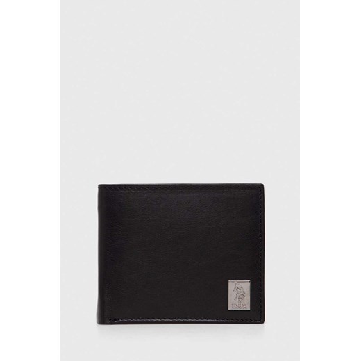 U.S. Polo Assn. portfel skórzany męski kolor czarny ze sklepu ANSWEAR.com w kategorii Portfele męskie - zdjęcie 167953906