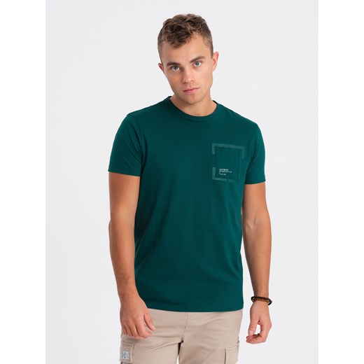 T-shirt męski bawełniany z kieszonką - morski V5 OM-TSPT-0154 ze sklepu ombre w kategorii T-shirty męskie - zdjęcie 167954905